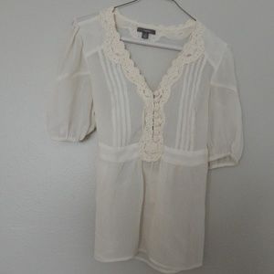 Small Apt 9 Sheer White Blouse Lace Front Buttons